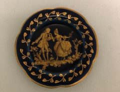 Vintage French Porcelain Miniature Cobalt Blue Gilt Gold Trim plates $25 each EACH The Villages Florida