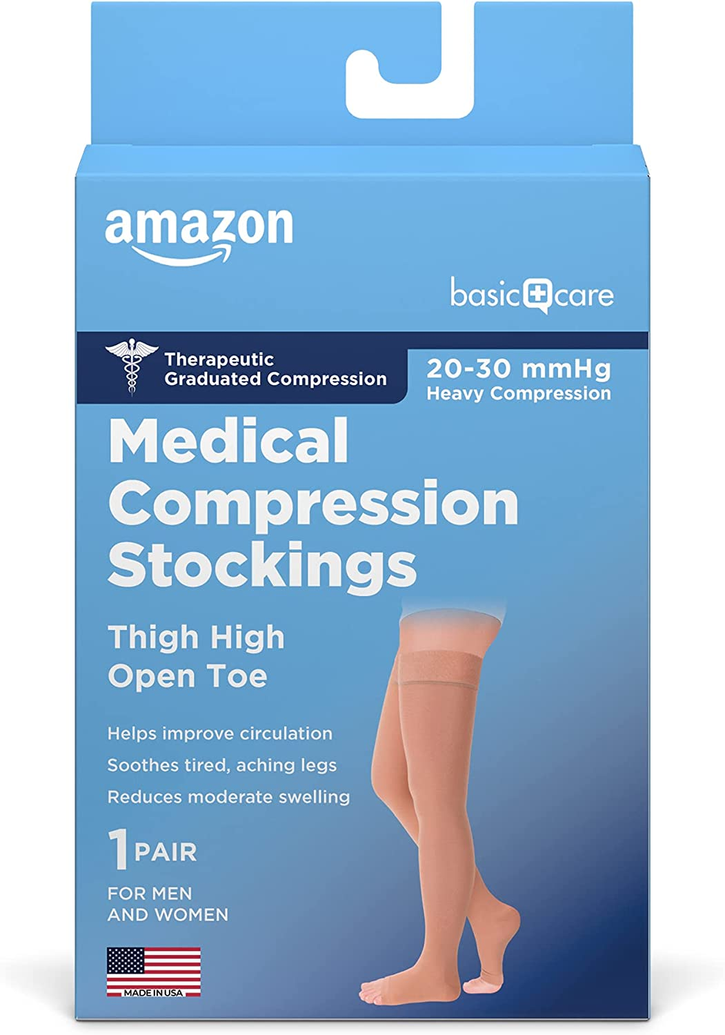 2 Pairs Medical Compression Stockings, 20-30 Mmhg Thigh High