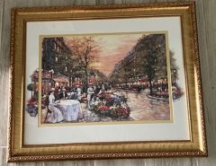 Framed & Matted Paris Scene Lithograph The Villages Florida