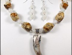 MOONSTONE Agate Claw JASPER Nugget Necklace Earrings SS The Villages Florida