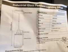 Industrial Glass Pendant Lights- 3 Pack-Brushed Nickel NEW IN THE BOX- The Villages Florida
