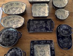 Downsizing Beautiful Blue floral lace Temp-tations 16 piece set and Bake set The Villages Florida