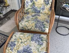 Wicker Swivel Rocker, ottoman, and side table The Villages Florida