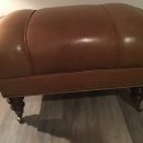 Leather Ottoman/Footstool on Wheels, Limed edition,From Whittemore Sherrill Collection The Villages Florida