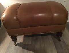 Leather Ottoman/Footstool on Wheels, Limed edition,From Whittemore Sherrill Collection The Villages Florida