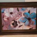 Turquoise, White and  Brown Floral Framed Picture The Villages Florida