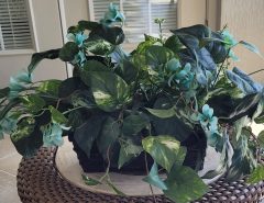 Aqua Flowers with Greenery in Wicker Basket The Villages Florida