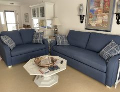 Blue Sofa and Love Seat with White Legs The Villages Florida