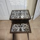 Glass Mirrored Topped Nesting Tables, very heavy with cast iron legs The Villages Florida
