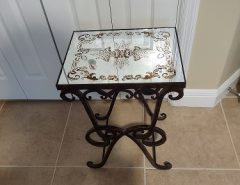Glass Mirrored Topped Table very heavy cast iron legs The Villages Florida