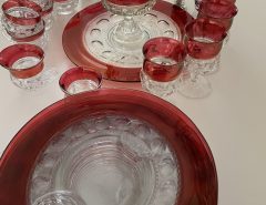 Glass Dish Set : Ruby Crown Thumbprint The Villages Florida