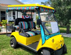 Long range Lithium battery, Yellow 4 seater, with Rainbow Cover The Villages Florida