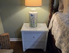 White Wicker Nightstands with Glass tops- The Villages Florida