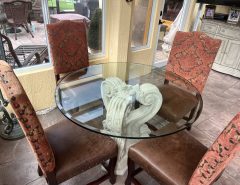 48” round glass top dining room table with 4 chairs The Villages Florida