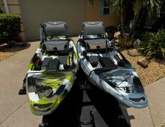 2 FEELFREE Moken 10 Fishing Kayaks, paddles & Folding Trailer w/ Rack The Villages Florida