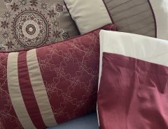 Decorative Bed Ensemble in Burgundy and Beige The Villages Florida