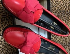 NEW-Red Leather Loafers size 6.5 GH Bass Weejuns The Villages Florida