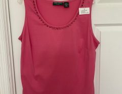 Ladies pink ‘Lemon Grass’ sleeveless top with neck trim size 1X-2X worn once $5. The Villages Florida