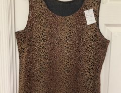 Dressy animal print top with metallic gold accents, worn once 1X $5. The Villages Florida