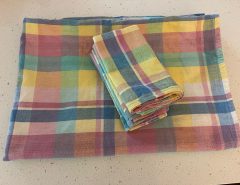 Colorful Plaid Tablecloth and Napkins Set The Villages Florida