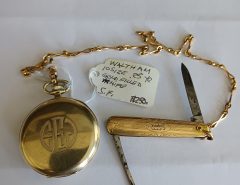 Waltham USA 15 Jewel Size 10 Open Face with Gold Chain & Gold Knife The Villages Florida