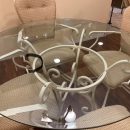 PRICE DROP – MOVING!  Glass Dining Table with 4 chairs (rolling) The Villages Florida