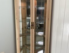 Curio Cabinet Light Wood Color 5 Glass Shelves with Mirrors Corner Unit The Villages Florida