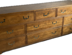 Henredon Campaign Style 9 Drawers Brass Drop Pulls Long Dresser Credenza The Villages Florida