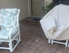 Wonderful set of glider rocking chairs with weatherproof covers and all weather cushions The Villages Florida