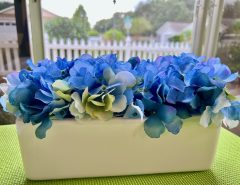 fake hydrangea in white ceramic pot The Villages Florida