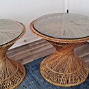 2 wicker glass top tables The Villages Florida