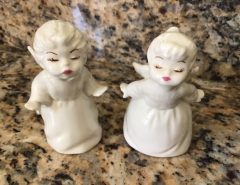 Set of 2 Ceramic White Angels with Gold trim The Villages Florida