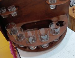 Vintage Faux Book Shelf Solid Wood Hidden Bar w/Glasses & Decanter The Villages Florida