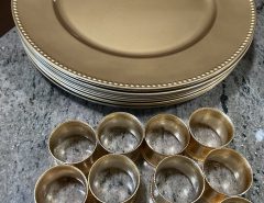 12 Gold Charger Plates & 12 Gold Napkin Rings The Villages Florida