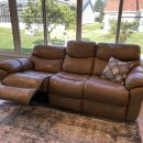 Gold couch 7 feet long recliners on both ends electrical   Like new! The Villages Florida