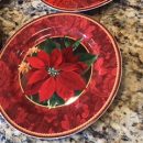 Set of 4 Hallmark Christmas Dessert Plates….Poinsettia, etc The Villages Florida