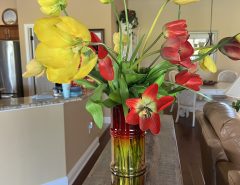 Tall Handblown Vase with Tulips The Villages Florida