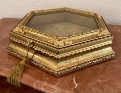 Neiman Marcus / Horchow Gold Hexagon Vitrine Handmade in Italy Shadow Box New The Villages Florida