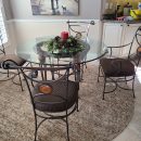 Glass Breakfast table (48″) with 4 Rod Iron cushioned chairs The Villages Florida