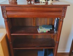 Wood book shelf with hidden drawer on top The Villages Florida