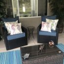 High End Patio Set – 2 Chairs w/ New Extra Thick Cushions, Glass Top Table, and Rug The Villages Florida