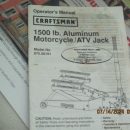 Craftsman Aluminum 1500lb Motorcycle/ATV Jack The Villages Florida