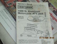 Craftsman Aluminum 1500lb Motorcycle/ATV Jack The Villages Florida