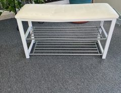 Cushioned bench with 2 shoe shelves The Villages Florida