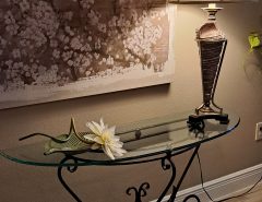 Hooker curved glass sofa table The Villages Florida