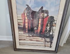 limited western saddle print in wood frame with acrylic cover The Villages Florida