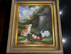 ETHAN ALLAN FRAMED RABBITS PAINTING The Villages Florida