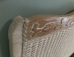 White washed rattan king headboard, nightstand, bench The Villages Florida