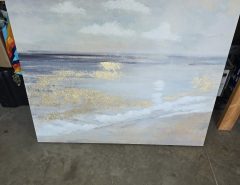 Large Canvas beach scene with gold accents-  40×40 The Villages Florida