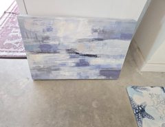 Canvas painting with blue and gray tones. 16×24 Asking $10 The Villages Florida